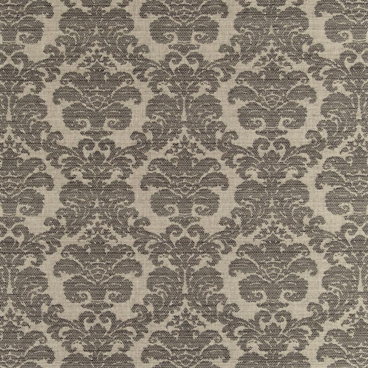 Grey Stain Resistant Performance Pet Friendly Damask Woven Pattern Upholstery Fabric by The Yard - SKU: Hugo Smoke